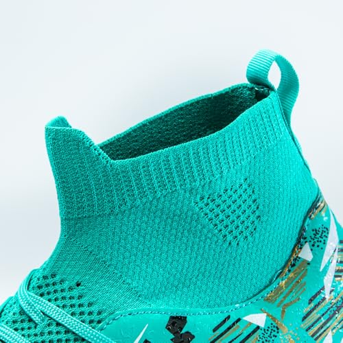 PMKZSES Kids Soccer Cleats High Top Football Cleats Boys Girls for Training Green — view 5