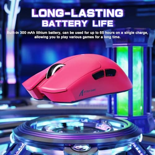Attack Shark X11SE Ultra-Light Wireless Gaming Mouse, Tri-Mode-2.4G/USB-C Wired/BT, PixArt PAW3311 Gaming Sensor, 22KDPI, 5 Programmable Buttons for Laptop, PC, Mac Gamer (Berry Red) — view 6