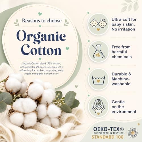 Mother's Choice Organic Cotton Baby Socks 0–6 Months, 12 Pairs Newborn & Infant Socks Soft Hypoallergenic Breathable Gentle On Delicate Skin Stretch Fit Comfortable Daily Essentials For Little Ones — view 2