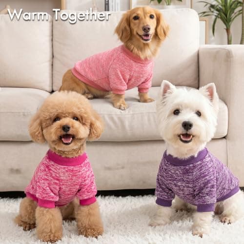 3 Pack Dog Sweaters for Small Dogs Girl Boy Winter Fleece Clothes Warm Soft Dog Sweatshirt Outfit for Dogs Cats Pet Apparel — view 5