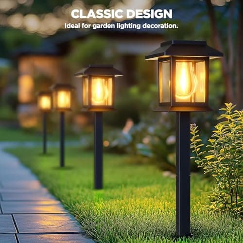 Solar Lights Outdoor Garden Decorations 4 Pack Pathway Lights Waterproof Auto On/Off Solar Garden Stake Lights for Landscape Path Yard Patio Driveway Walkway Décor — view 3