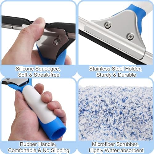 Mitclear 10 Feet Professional Squeegee Window Cleaner Tool with Extension Pole, Car Windshield Cleaning Kit with Long Handle, Window Washing Equipment for Indoor Outdoor Windows & Car Glass — view 3
