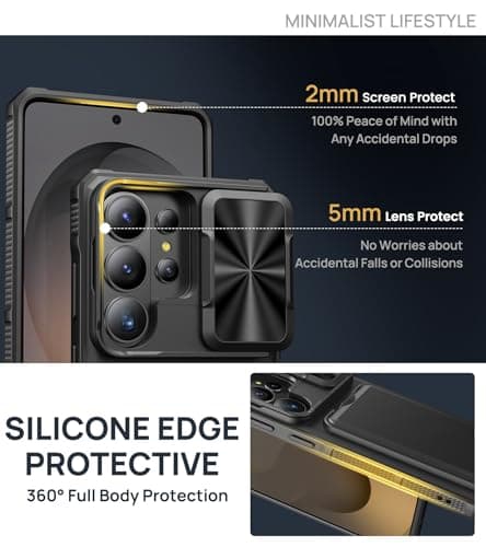 SSLOTSCASE for Samsung Galaxy S26 Ultra Case with Card Holder & Kickstand & Slide Camera Lens Cover & Camera Stand & Wallet, Military-Grade Drop Protection Phone Case Cover for S26 Ultra 2026, Black — view 6