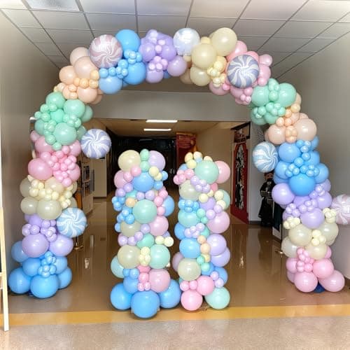 HILAVO Pastel Balloons 12 Inch Macaron Pink Blue Green Purple Yellow Pastel Rainbow Latex Balloon with Colorful Confetti Party Balloons for Easter Birthday Baby Shower Bridal Wedding Party Decoration — view 4