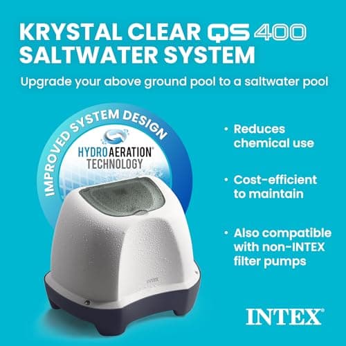 INTEX Krystal Clear Saltwater Pool Chlorine System for Above Ground Pools up to 4,500 Gallons, Pool Cleaner with Automatic Timer and Self Cleaning