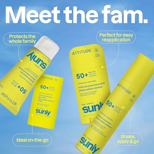 ATTITUDE Kids Mineral Sunscreen Lightweight Lotion SPF 50, Broad Spectrum Zinc Oxide, EWG Verified, Non-Nano, Water-Resistant 80 Minutes, Non-Greasy for Face & Body, Vegan, Unscented, 80 grams — view 5