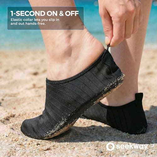 SEEKWAY Water Shoes Women Men Adult Quick-Dry Aqua Socks Barefoot Non Slip for Beach Swim River Pool Lake surf Black SK002(U) — view 4