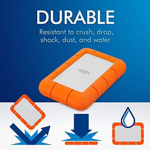 LaCie Rugged Mini, 2TB, 2.5", Portable External Hard Drive, for PC Mac iPad and iPhone, Data Rescue Service (LAC9000298) — view 7