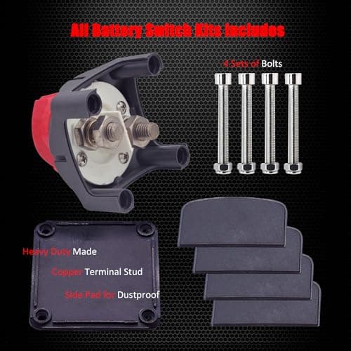 Ampper Battery Disconnect Switch, 12-48 V Battery Power Cut Master Switch Disconnect Isolator for Car, Vehicle, RV and Boat (On/Off) — view 6