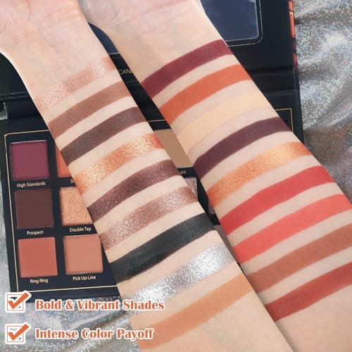 Matte Eyeshadow Palette Pro 18 Colors Pigmented Shimmer Glitter Eye Shadow Palette, Long Lasting Waterproof Dark Smokey Powder Cosmetics Pallet Halloween Valentine Gift Makeup Kit (01# Seductress) — view 2