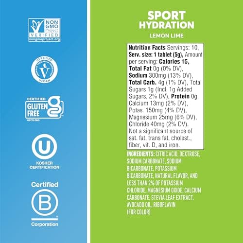 Nuun Sport Electrolyte Tablets with Magnesium, Calcium, Potassium, Chloride & Sodium, Gluten Free & Vegan, Lemon Lime, 4 Pack (40 Servings Total) — view 4