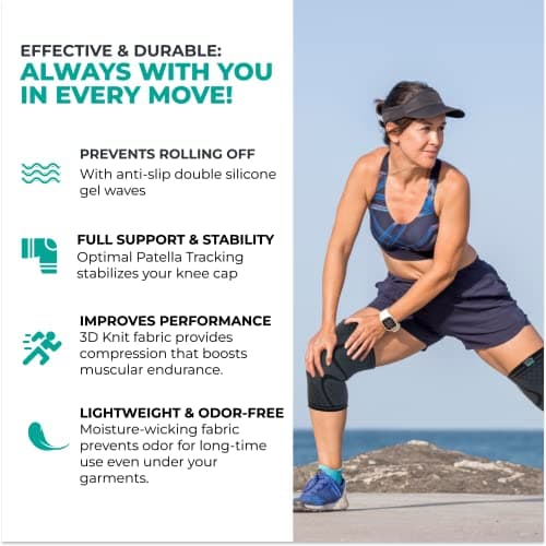 Modvel Compression Knee Brace for Women & Men - 2 Pack Knee Brace for Women Running Knee Pain, Knee Support Compression Sleeve, Workout Sports Knee Braces for Meniscus Tear ACL & Arthritis Pain Relief — view 3