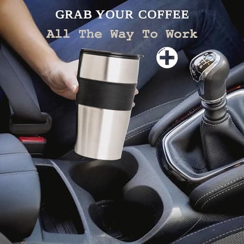 Mixpresso Black Personal Single Serve Coffee Maker with 14oz Travel Mug, Drip Small Coffee Maker with Auto Shut Off, Reusable Filter, Works with Ground Coffee Only – Not for K-Cup Pods — view 7