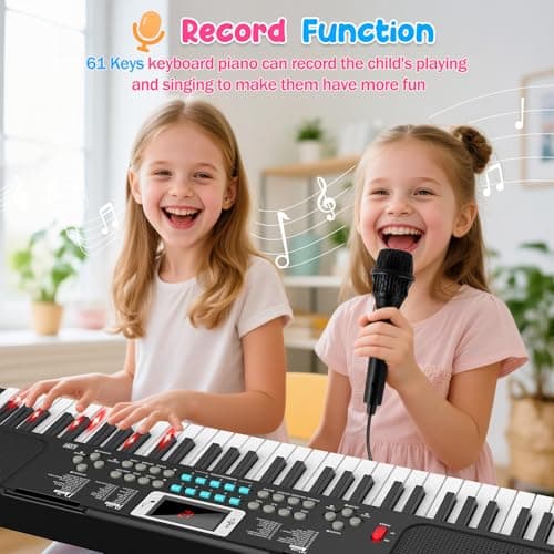 61 Keys Kid Piano Keyboard with Light-up Keys Teaching Mode Dual Speaker — view 4