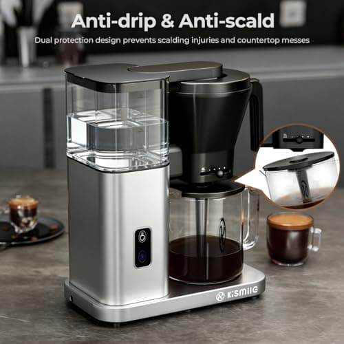Kismile 8 Cup Drip Coffee Maker, SCA Certified Hot & Cold Brew Coffee Machine, Fast Heating to 197–205℉, 40 Min Keep Warm, Adjustable Flow Control, Easy to Clean — view 4