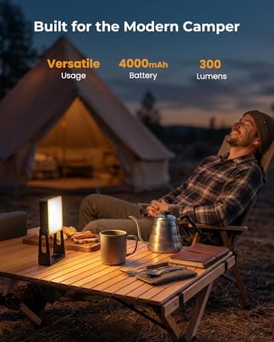 Portable LED Camping Light, 3 Modes,Rechargeable 4000mAh Dimmable Camping Lantern with 360° Rotatable Stand, 2-in-1 Flashlight Emergency Camping Lamp for Home Power Outages, Outdoor Hiking,Hurricane — view 2