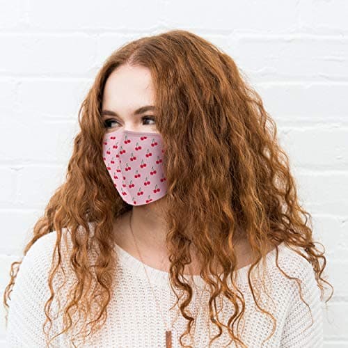 Weddingstar 3-Ply Adult Washable Cloth Face Mask Reusable and Adjustable with Filter Pocket - Cheery Cherries — view 2