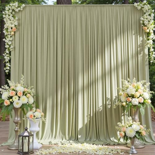 30ft x 10ft Wrinkle Free Sage Green Backdrop Curtains for Parties, Thick Polyester Photo Backdrop Drapes for Wedding Birthday Party Photography Background, 6 Panels 5x10ft — view 2