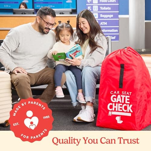 J.L. Childress Gate Check Travel Bag for Car Seats - Car Seat Travel Bag for Airplane, Fits All Baby & Infant Carriers, Airport Accessories for Gate Check, Flying Essentials, AirTag Compatible - Red — view 8