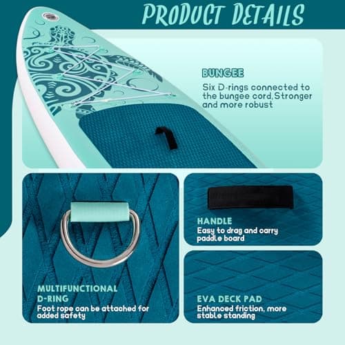 FEATH-R-LITE Stand Up Paddle Board 10'6''x33''x6'' Ultra-Light ISUP with Inflatable Paddleboard Accessories,Three Fins,Adjustable Paddle, Pump,Backpack, Leash, Waterproof Phone Bag — view 2