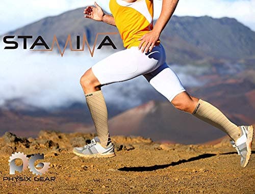 Physix Gear Sport Compression Socks Women & Men 20-30 mmHg, Graduated Men & Women Compression Socks for Travel, Pregnancy, Nude/Beige, L/XL — view 2
