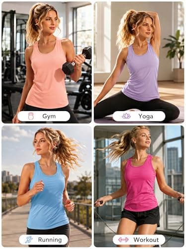 Gofeat Tank Tops Women Stretchy Crew Neck Racerback Sleeveless Camisole Black Shirt Sport Femme Yoga Gym Shirts Medium — view 4