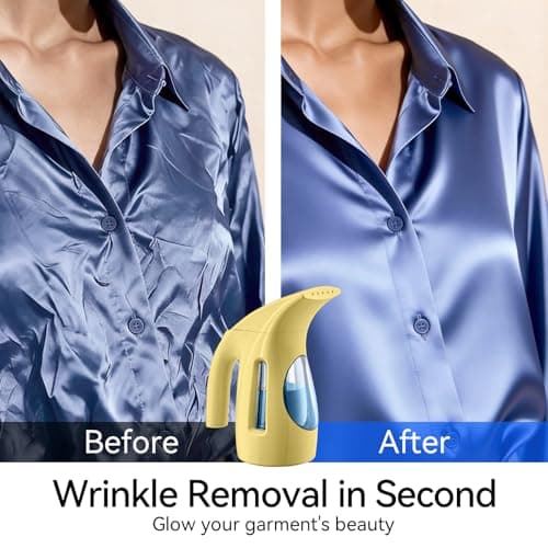 HiLIFE Steamer for Clothes, Portable Handheld Garment Wrinkle Remover, 240ml Big Capacity, 700W, Strong Penetrating Steam, for Home, Office and Travel, ONLY FOR 120V, Pale Lemon — view 3