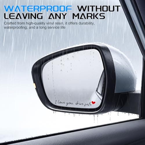 JUSTTOP 4PCS Car Decal,Decorative Rearview Mirror Sticker,I Love You Drive Safe Car Sticker,Auto Sticker and Decal,Car Decor for Women,Car Accessories,Fits Most Vehicles,Direct-Stick(Black&Red) — view 2