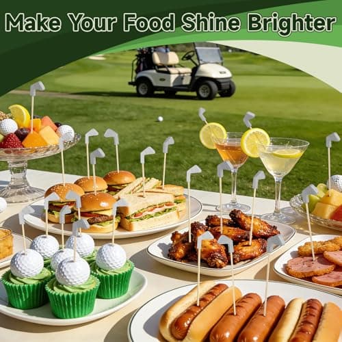 Golf Cocktail Picks, 4.7 IN Fancy Toothpicks for Appetizers, Wooden Fruit Skewers Bamboo Food Sticks for Sandwich, Masters Golf Themed Party Decorations Supplies Drinks Decor Charcuterie Accessories — view 2