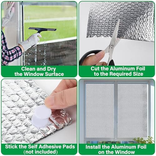 winemana Window Insulation Roll, 59IN x 8FT Reflective Heat Shield Bubble Film, Double-Sided Aluminum Foil Insulation, Weatherproof Garage Door Cover for Windows, RV, Basement, Winter & Summer — view 5