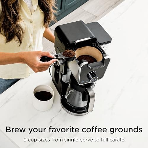 Ninja Specialty Drip Coffee Maker | DualBrew™ Pro Specialty Coffee Machine w/ Frother, Paper Filter | Brew with Pods & Grounds, K Cups Compatible | 4 Brew Styles, 13 Cup to Pot Sizes | Black, CFP301 — view 3