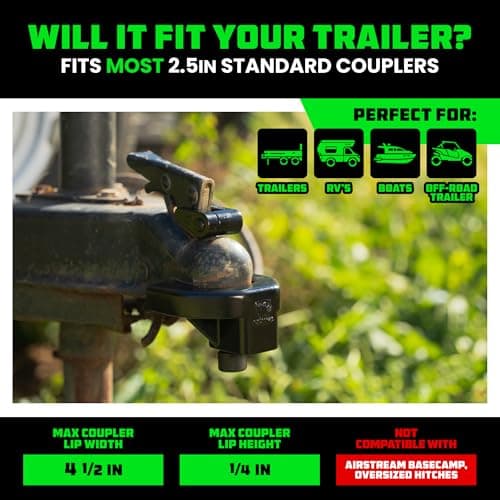 Rhino USA Trailer Hitch Lock Kit Heavy Duty Anti Theft Trailer Coupler Locks for RV, Camper, Trailer, Boat, Caravan - Reinforced Solid Steel Tow Lock for Trailer Tongue (2-5/16") — view 4