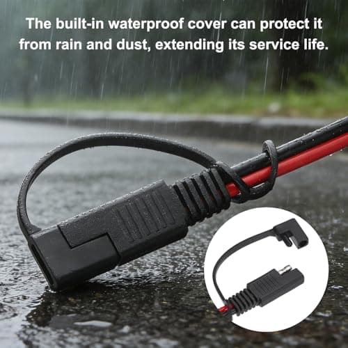 MECCANIXITY SAE to DC 5525 Male Adapter Cable, 14AWG 300V 1FT Cable Wire Solar Panel Connector with Waterproof Cover for Solar Panel Portable Power Station — view 3