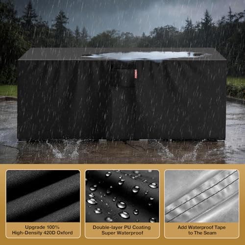 LXKCKJ Waterproof Outdoor Patio Furniture Cover UV and Dustproof Sofa Cover with Vents, Handles and Buckles (Black, 90"L x 64"W x 28"H) — view 4