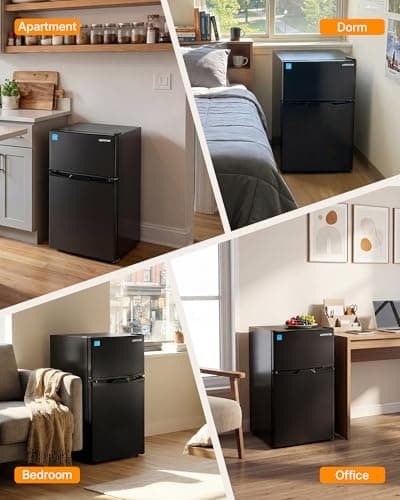Upstreman 3.1 Cu.Ft Mini Fridge with Freezer, Double Door Small Refrigerator, Adjustable Thermostat, Energy Star Certified Low Noise Mini Refrigerator for Bedroom, Dorm, Apartment Black-TM31 — view 8