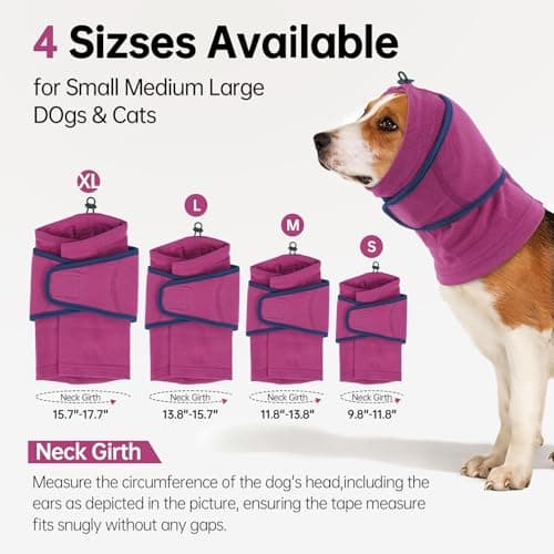 IDOMIK Dog Ear Muffs Noise Protection, Dog Calming Hoodie for Anxiety Relief, Soft Double-Layer No Shake Head Wraps, Quiet Ear Covers for Thunderstorm, Firework, Bath, Grooming & Blow Drying,Purple,S — view 3