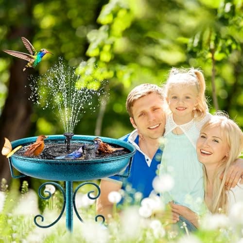 Daoeny 35In Metal Bird Bath for Outside, Vintage Freestanding Birdbaths & Birdfeeder, Bird Baths Feeder Bowl for Outdoors Garden Patio Yard Lawn Decor, Upgraded 5-Pronged Base (Blue) — view 4
