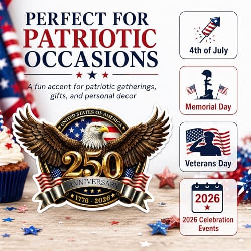 2pcs 250th Anniversary USA Car Decal Sticker, 250 Anniversary USA Merchandise, Patriotic 4th of July 1776–2026, American Flag Vinyl Bumper Stickers for Car, Truck, Window, Laptop — view 4