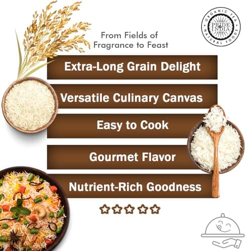 Pride Of India - Premium Indian White Basmati Rice - 3.3 lbs (53 oz) Jar - Unique & Nutty Flavored Extra Long, Non-Sticky & Slender Grain - Used to Make Biryanis, Pilaf, Pudding etc., — view 3