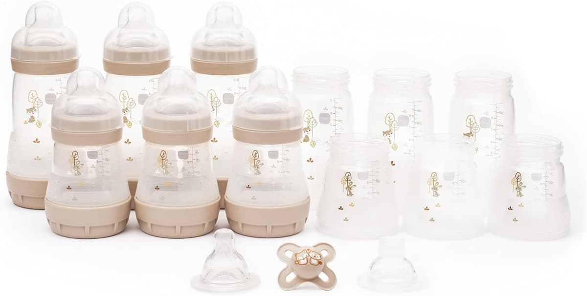 MAM Easy Start Anti-Colic Bottle Starter Set | Includes 4X Feeding Bottles and MAM Original Start 0-2 Month Soother | Self-Sterilising | Baby Gift Set of Newborn Essentials | White (Various Designs) — view 11