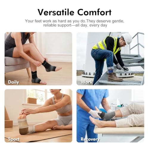 Plantar Fasciitis Sock (6 Pairs) for Men and Women, Ankle Brace Compression Socks with Arch Support for Achilles Tendonitis, Heel Pain, Swelling & Arthritis Relief, Black, Large — view 6