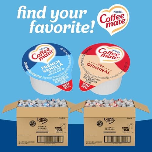 Nestle Coffee mate Coffee Creamer, French Vanilla, Liquid Creamer Singles, Non Dairy, No Refrigeration, 0.375 fl oz Tubs (Pack of 360) — view 5