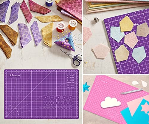Headley Tools 18"x12" Thickened Self Healing Cutting Mat, A3 Rotary Cutting Sewing Mat for Crafts, Double Sided 5-Ply Table Cutting Board for Fabric Quilting Art Hobby Project, Pink/Purple — view 5