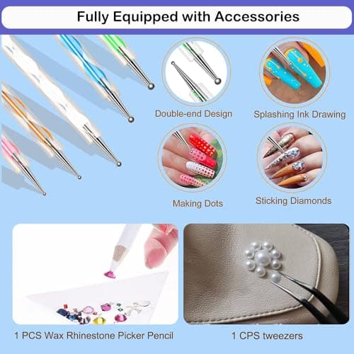 B7000 Adhesive Rhinestones Glue for Crafts, 2PCS 110ml / 3.7 fl oz with 5 Dotting Pen Tool, Wax Pencil and Tweezer, Jewelry Glue for DIY Craft, Makeup, Shoes, Jewelry Making, Nail Art — view 5