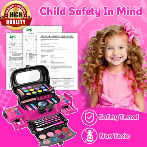 Hollyhi 58 Pcs Kids Makeup Toys Kit for Girls, Real Washable Make Up Set — view 4