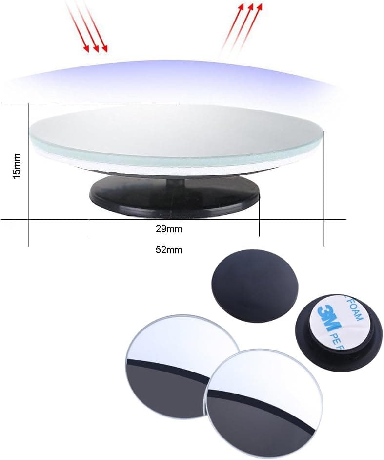 BEEWAY Blind Spot Mirrors, Round Frameless 360° Rotate Sway Adjustable HD Glass Convex Mirror Maximize RearView Universal for Car SUV Trucks Traffic Safety - Pack 2