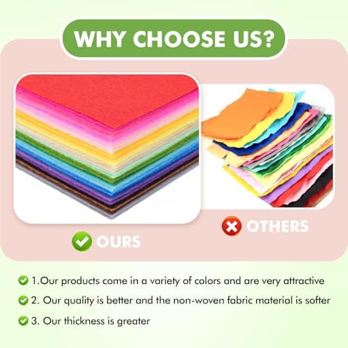 42 pcs Felt Fabric Sheet 4"x4" Assorted Color DIY Craft Squares Nonwoven 1mm Thick — view 2