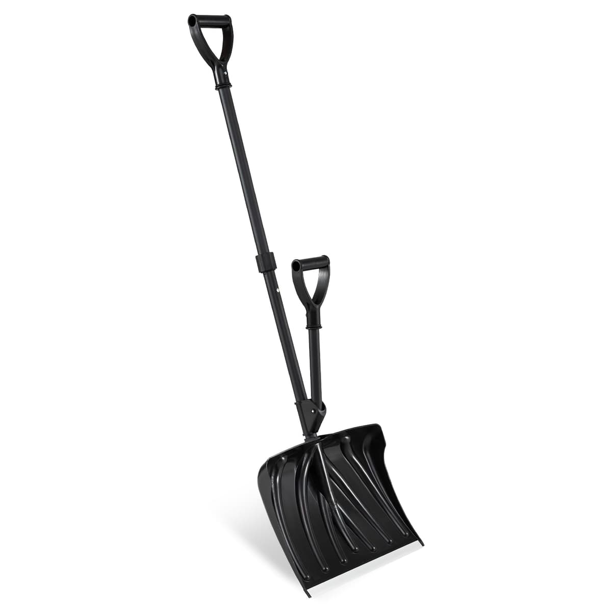 GYMAX 135 cm Pala para Nieve Desmontable, Quitanieves con Asa Auxiliar, Hoja de 45 cm de Ancho, Banda de Desgaste de Aluminio, Agarre en D, Herramienta para Limpieza Invernal, para Coche Garaje