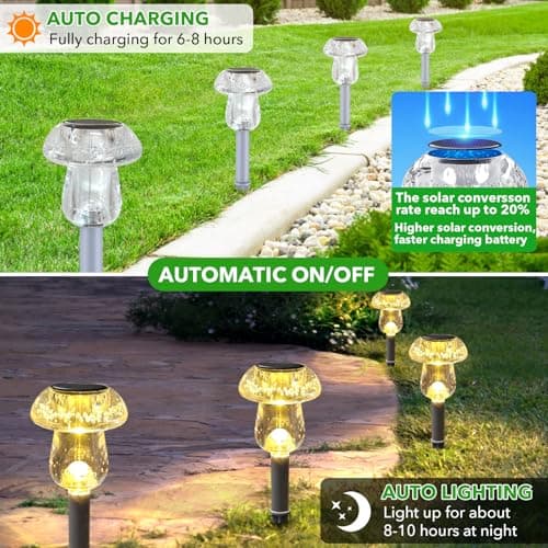 Benany Solar Lights Outdoor, 8 Pack Mushroom Lights Outside Waterproof, Solar Powered LED Lighting for Garden, Yard, Landscape, Path, Pathway, Lawn, Walkway, Driveway, Backyard Decor (Warm White) — view 2
