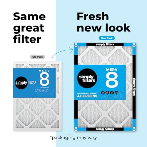 Simply 20x20x1 Air Filter, Merv 8, MPR 600, 6 Pack, Furnace Air Filter for HVAC (Actual Size: 19.75"x19.75"x0.75") DUST, Pet, & Allergy Control — view 2